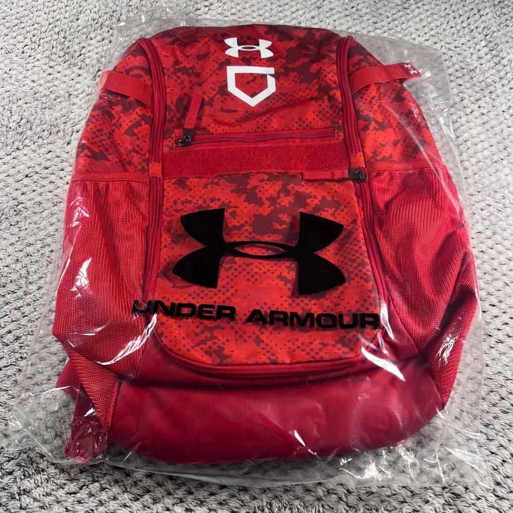 Under Armour Baseball Backpack Red UA Strap Clip Ventilated Shoe Compartment 36L